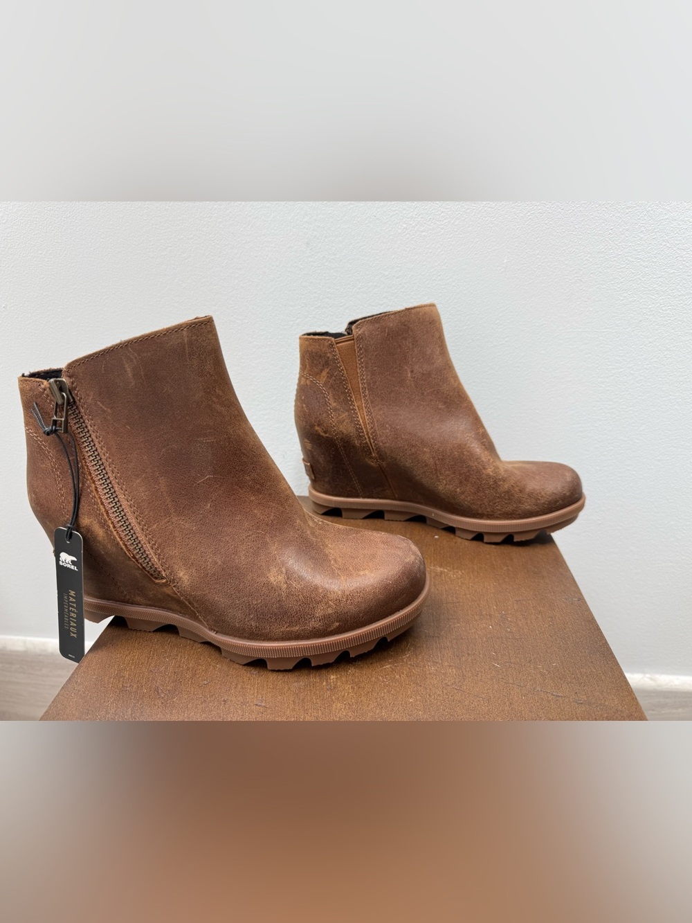 Sorel Joan Of Arctic Wedge II Zip Up Platform Waterproof Ankle Brown Bootie